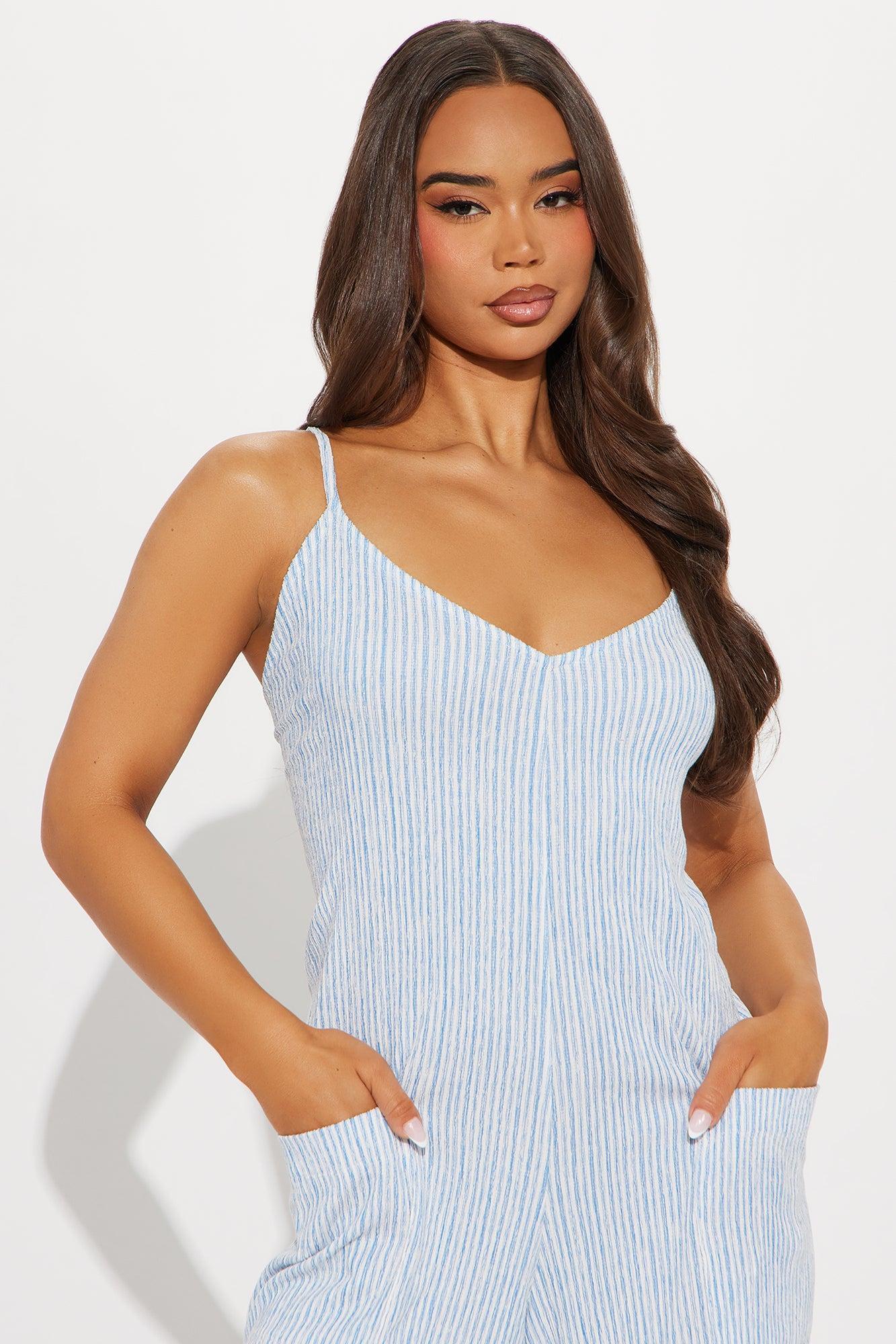 Beachside Cutie Jumpsuit - Blue/combo Product Image