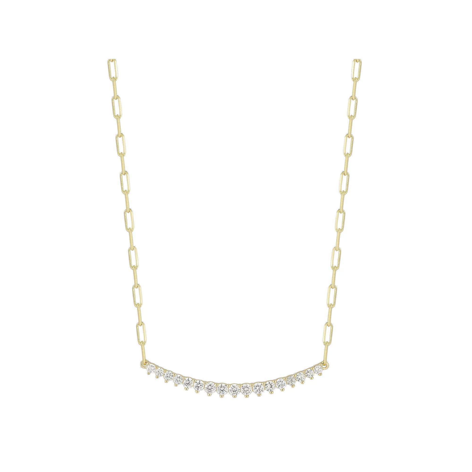 Sunkissed Sterling Cubic Zirconia Big Bar Necklace, Women's, Size: 18", Gold Tone Product Image