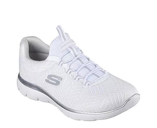 Skechers® Summits Women's Sneakers, Size: 5, White Silver Mesh Product Image