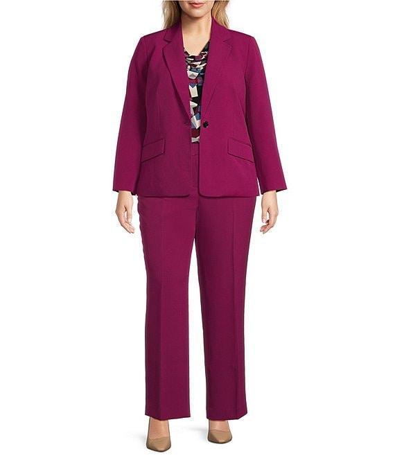 Kasper Plus Size Stretch Crepe Notch Collar Long Sleeve Blazer Product Image