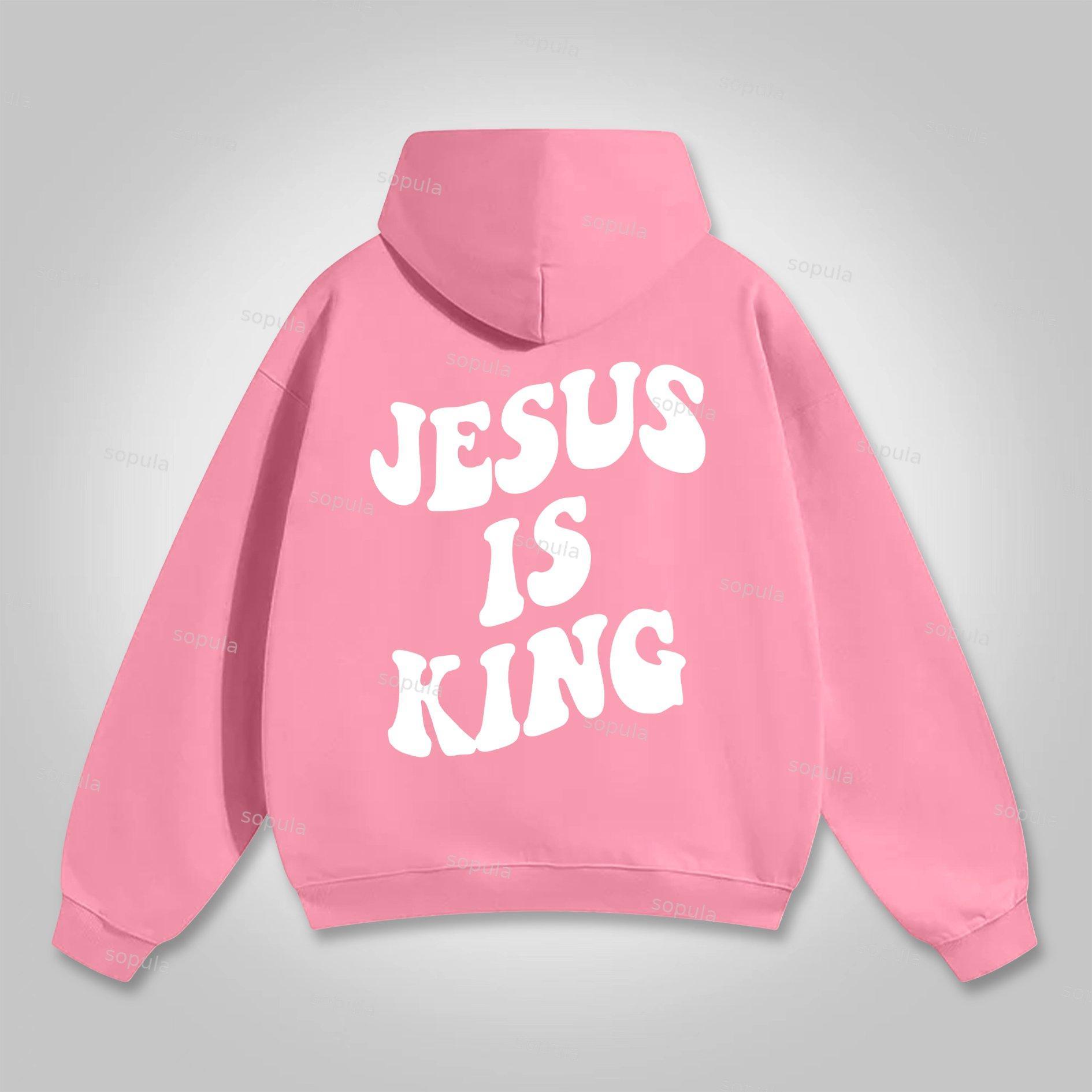 Jesus Is King Puff Print Graphic Pullover Hoodie Product Image