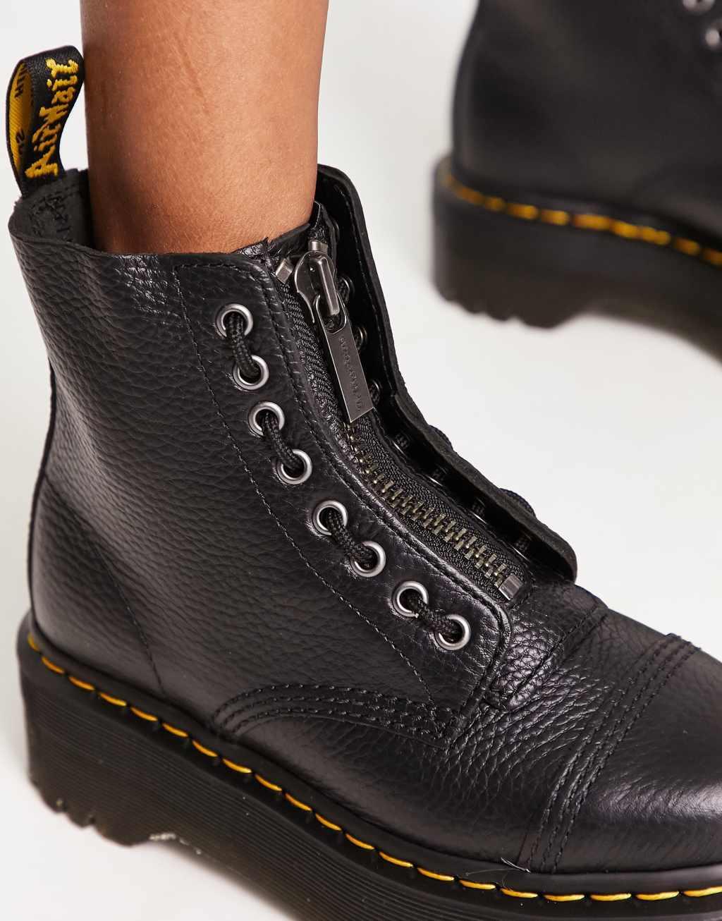 Dr Martens Sinclair flatform zip tumbled leather boots Product Image