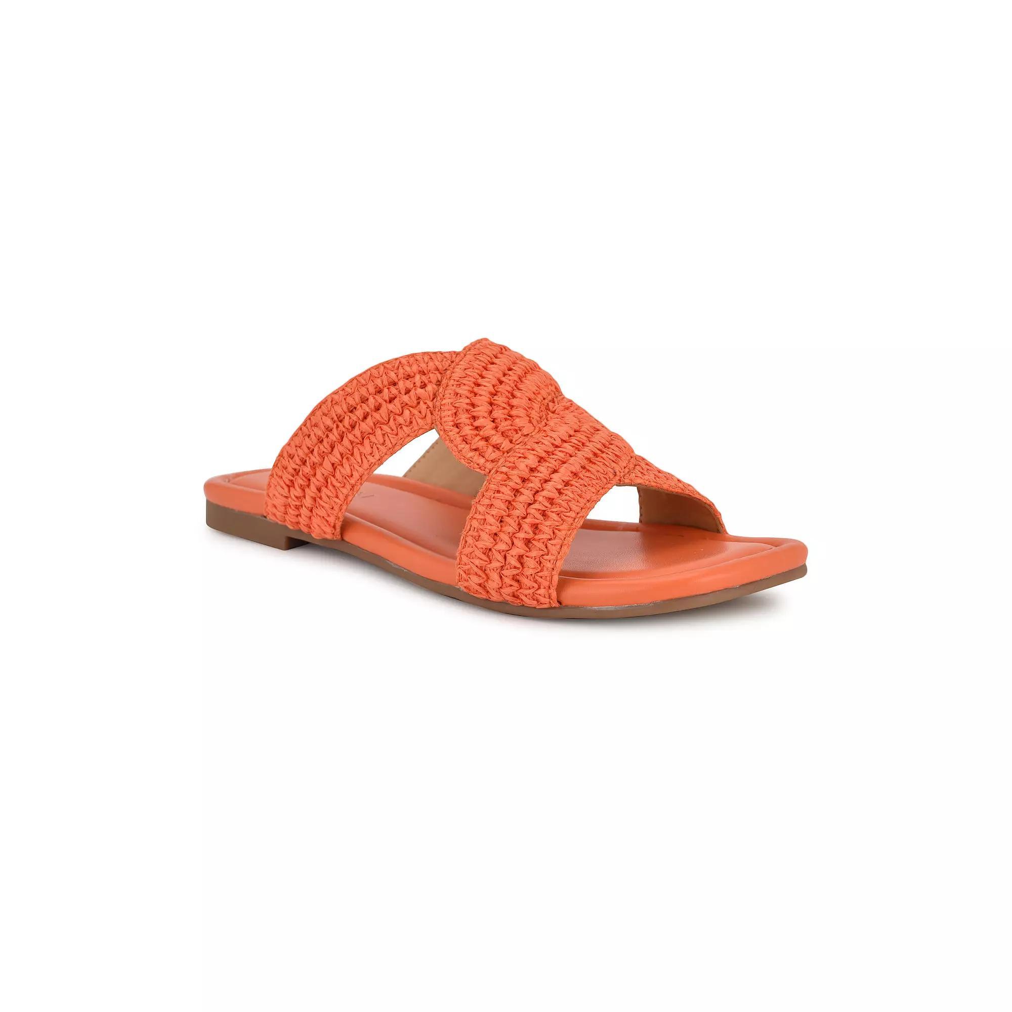 Nine West Quara Square Toe Flat Slip-On Women's Casual Sandals, Size: 7, Orange Product Image
