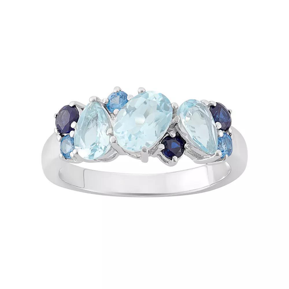 Blue Topaz Sterling Silver Cluster Ring, Women's, Size: 6, Multicolor Product Image