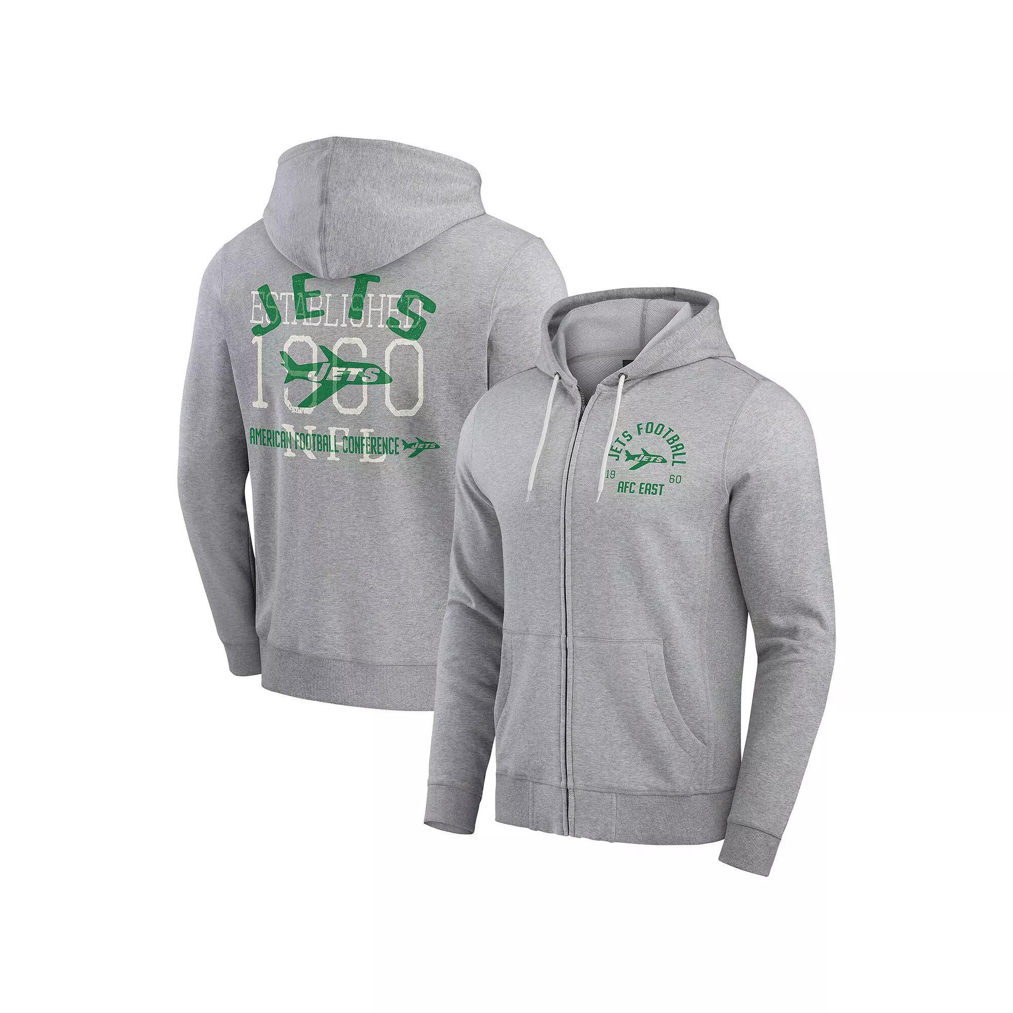 Mens Darius Rucker Collection by Fanatics Heather Gray New York Jets Vintage Stripe Full-Zip Hoodie Product Image
