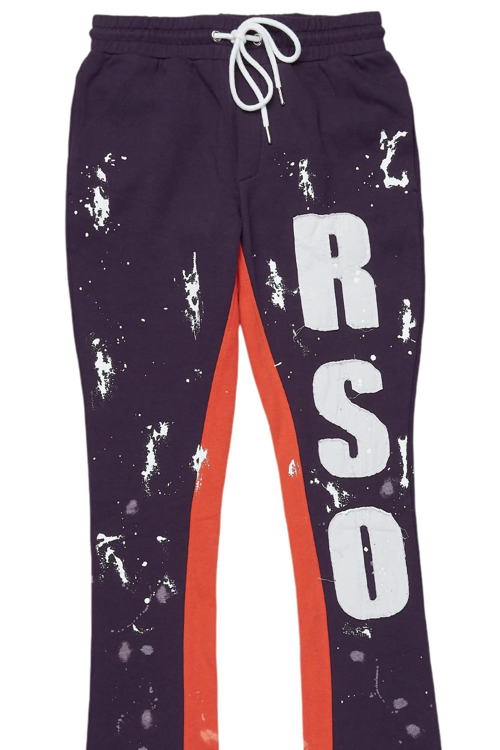 Tanko Purple Patchwork Stacked Flare Track Pant Male Product Image