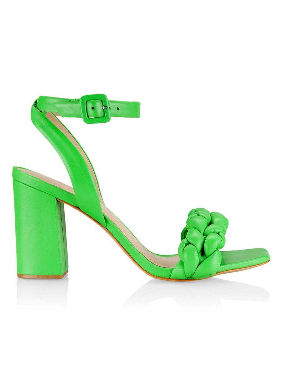 Womens COLLECTION Braided Leather Block-Heel Sandals Product Image