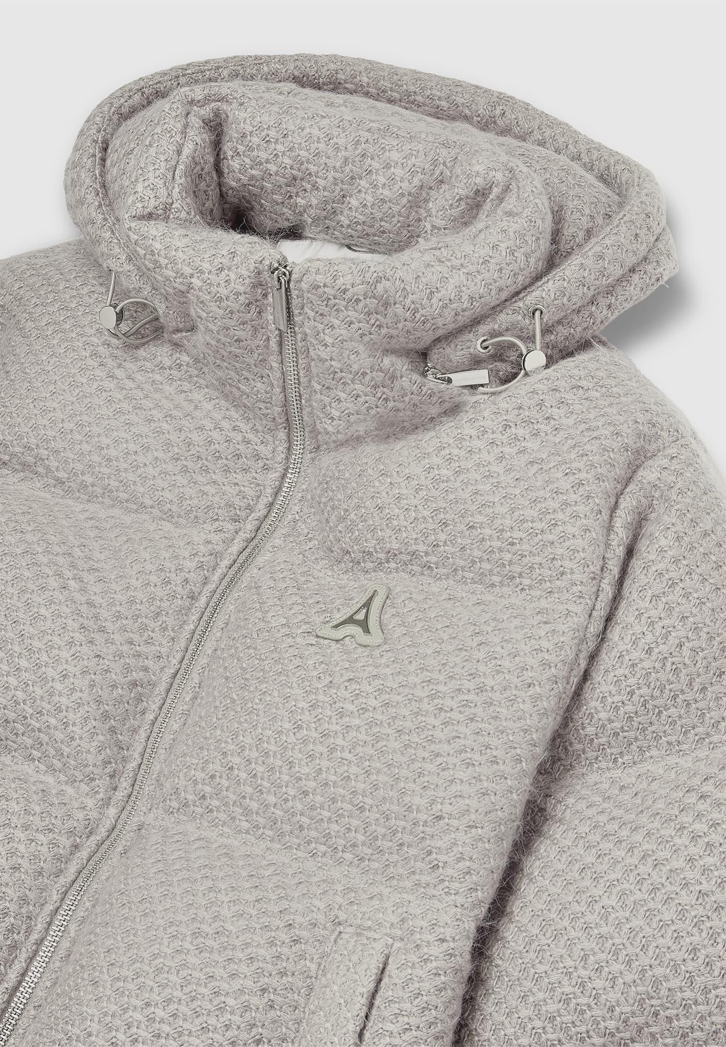 Textured Knit Puffer Jacket - Grey Male Product Image
