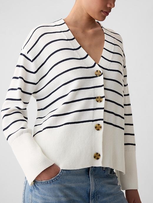 24/7 Split-Hem Linen-Blend Oversized Cardigan Product Image