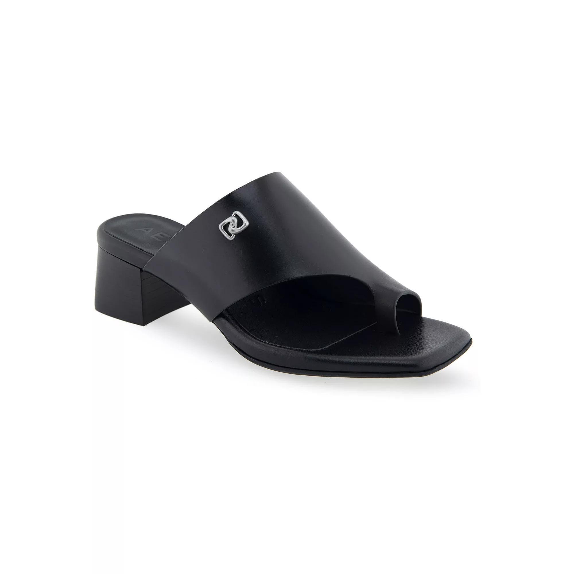Aerosoles Etta Women's Hooded Leather Thong Sandals, Size: 8.5, Black Leather Product Image
