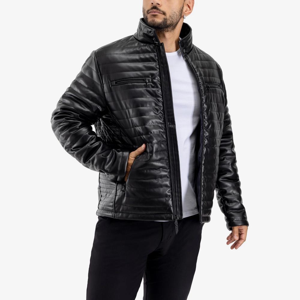 X RAY Men's PU Quilted Jacket With Faux Shearling Lining Product Image