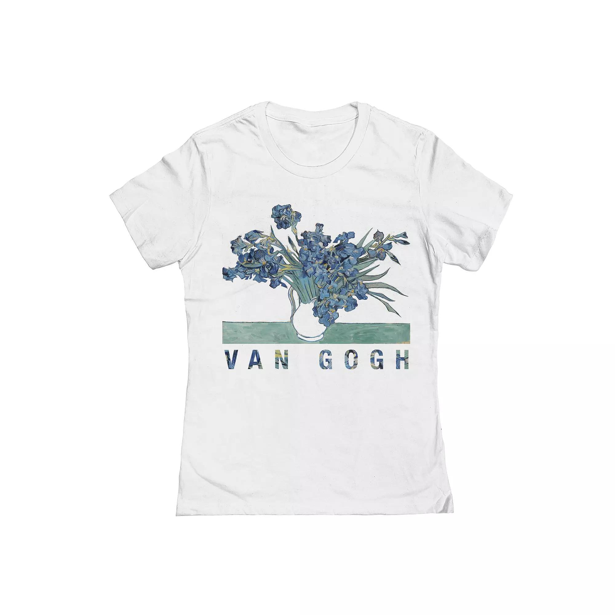 Junior's Blue Flowers Womens Graphic Tee, Girl's, Size: Small, White Product Image