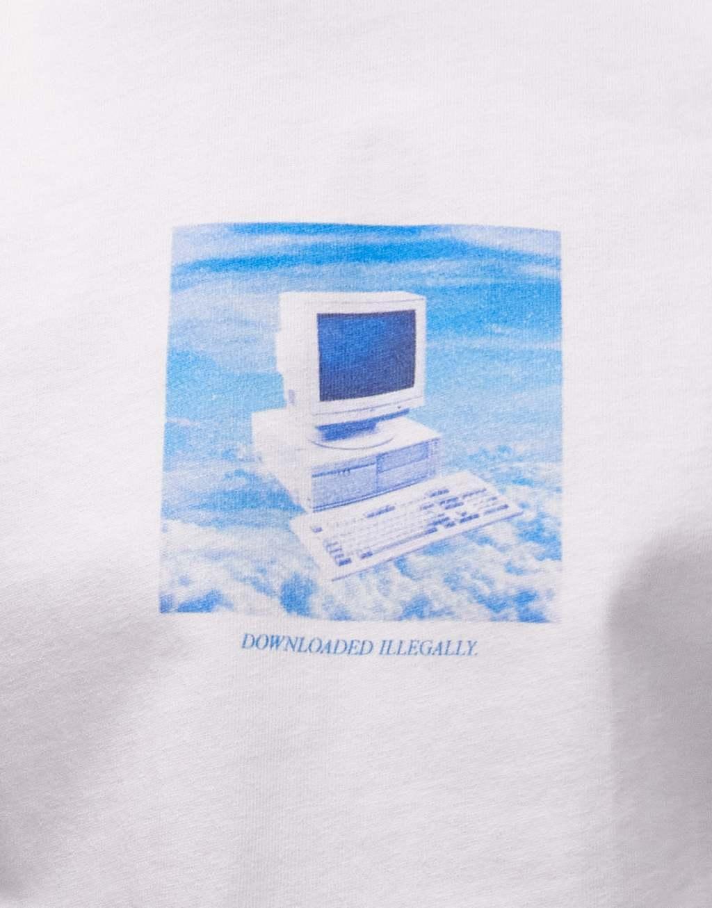 Topman oversized fit T-shirt with computer print in white Product Image