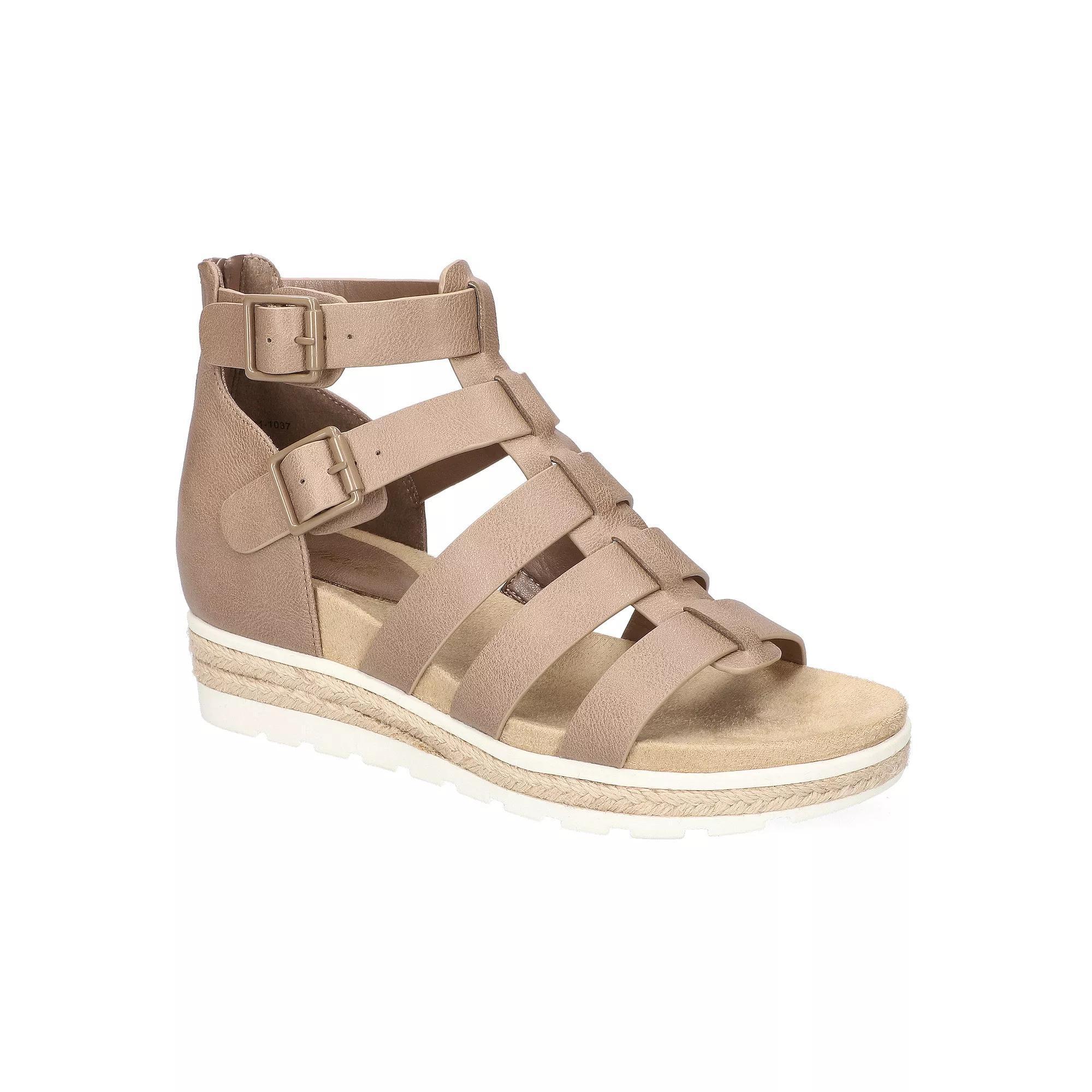 Easy Street Simone Women's Gladiator Platform Wedge Sandals, Size: 8 Wide, Brown Product Image