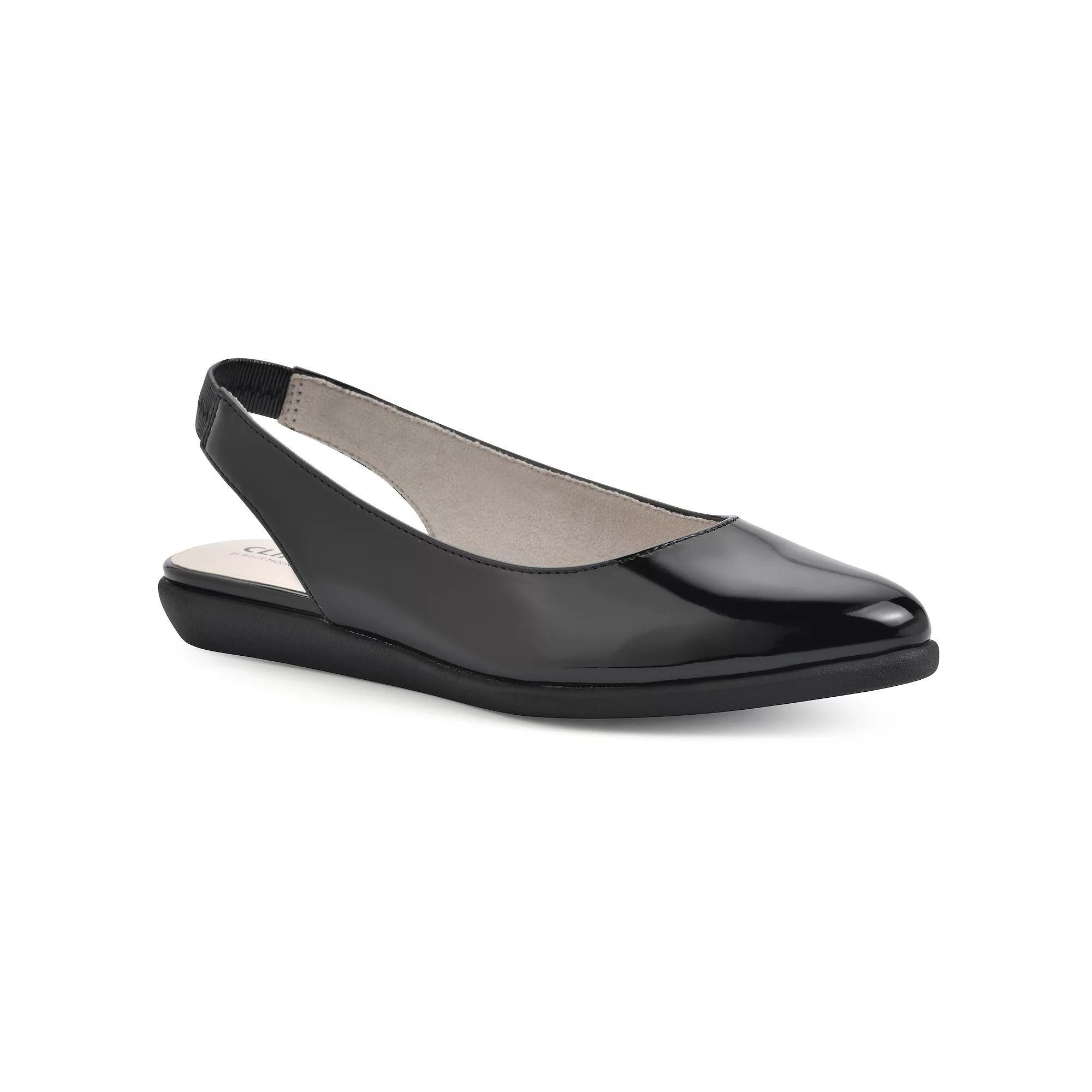 Cliffs by White Mountain Memory Women's Slingback Ballet Flats, Size: 6, Black Patent Product Image