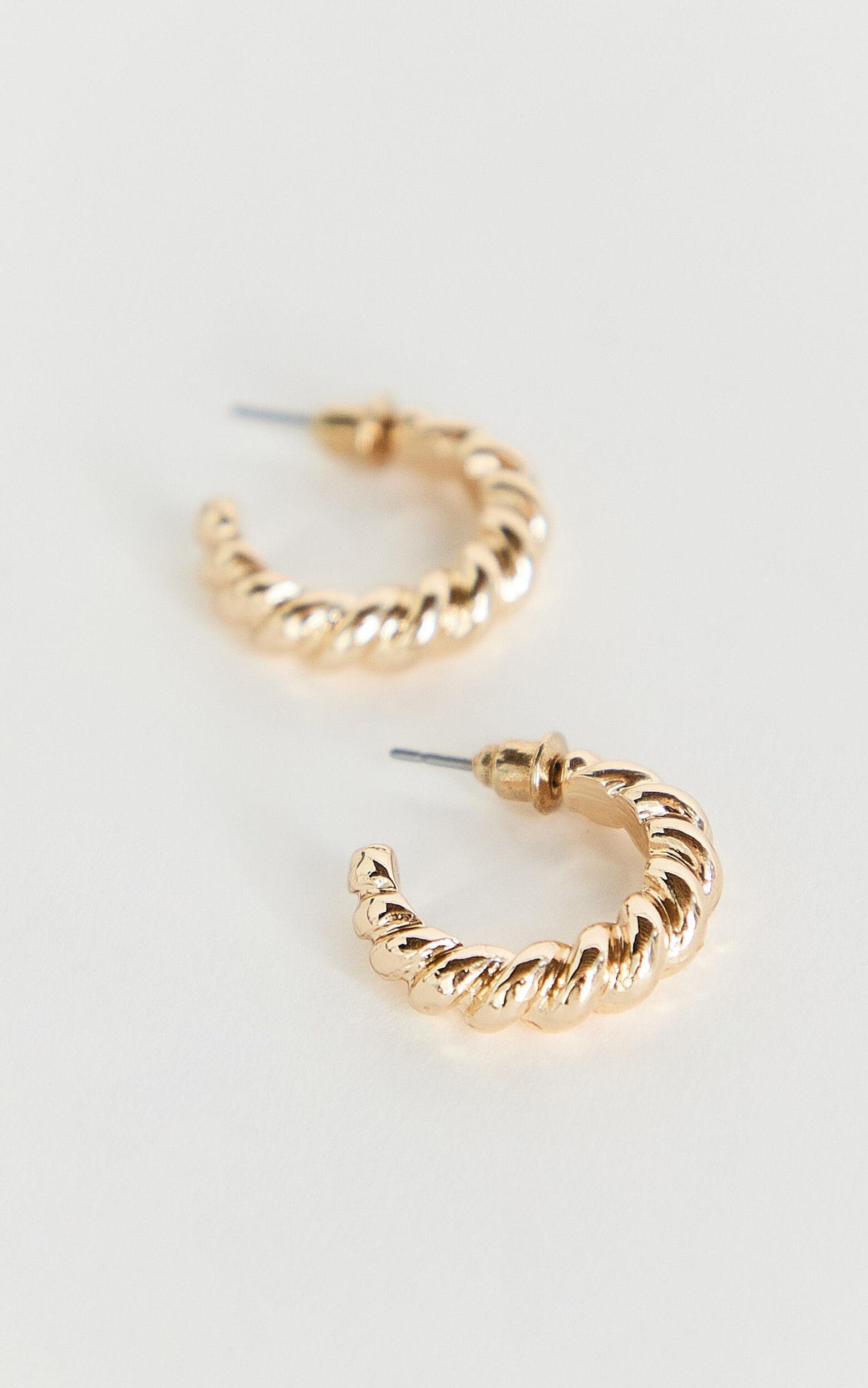 Naomi Earrings - Twisted Hoop Earrings in Gold Product Image