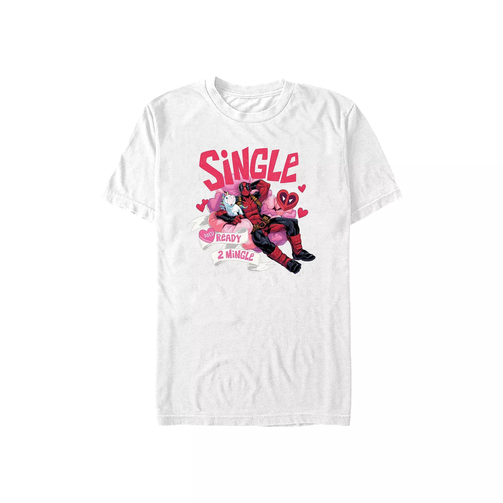 Men's Marvel Deadpool Single And Ready To Mingle Graphic Tee, Size: Large, White Product Image