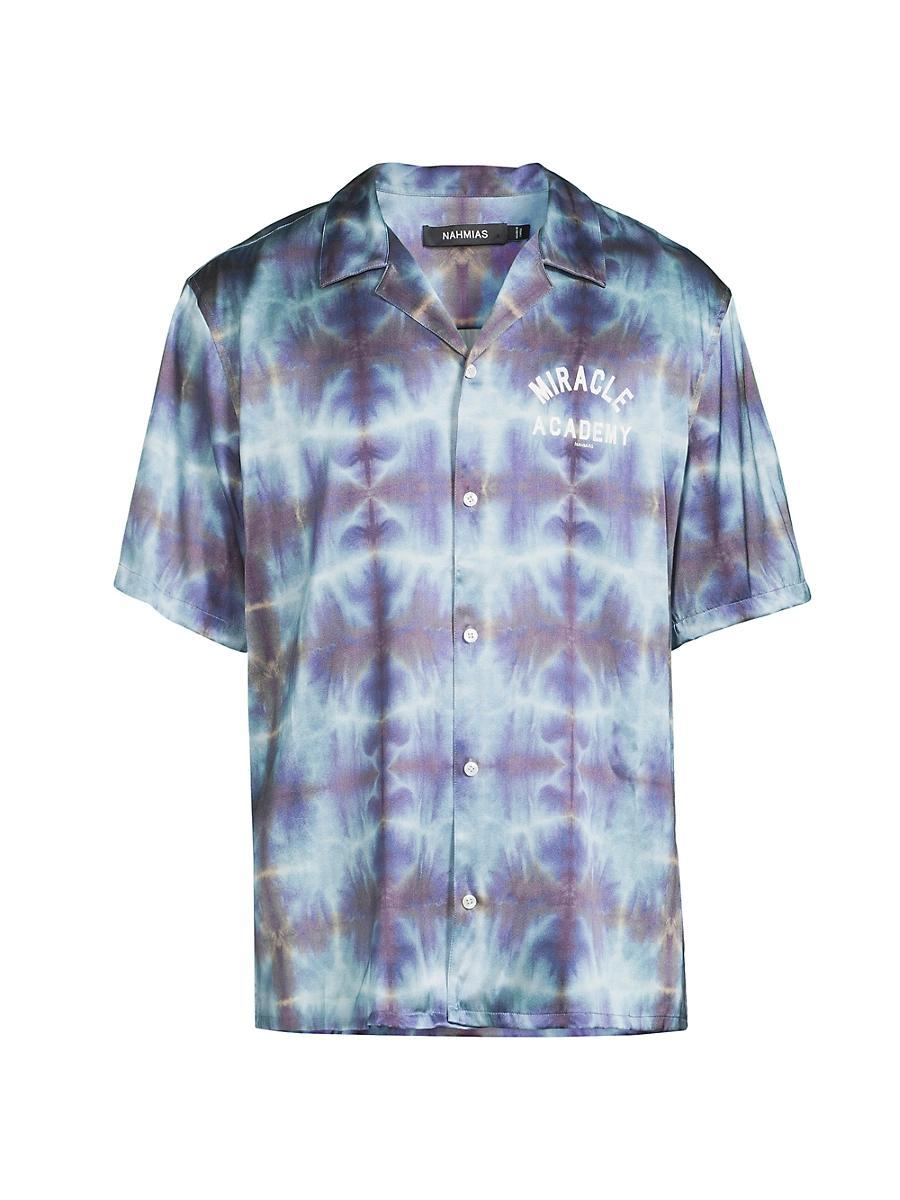 Mens Tie-Dye Silk-Blend Camp Shirt Product Image