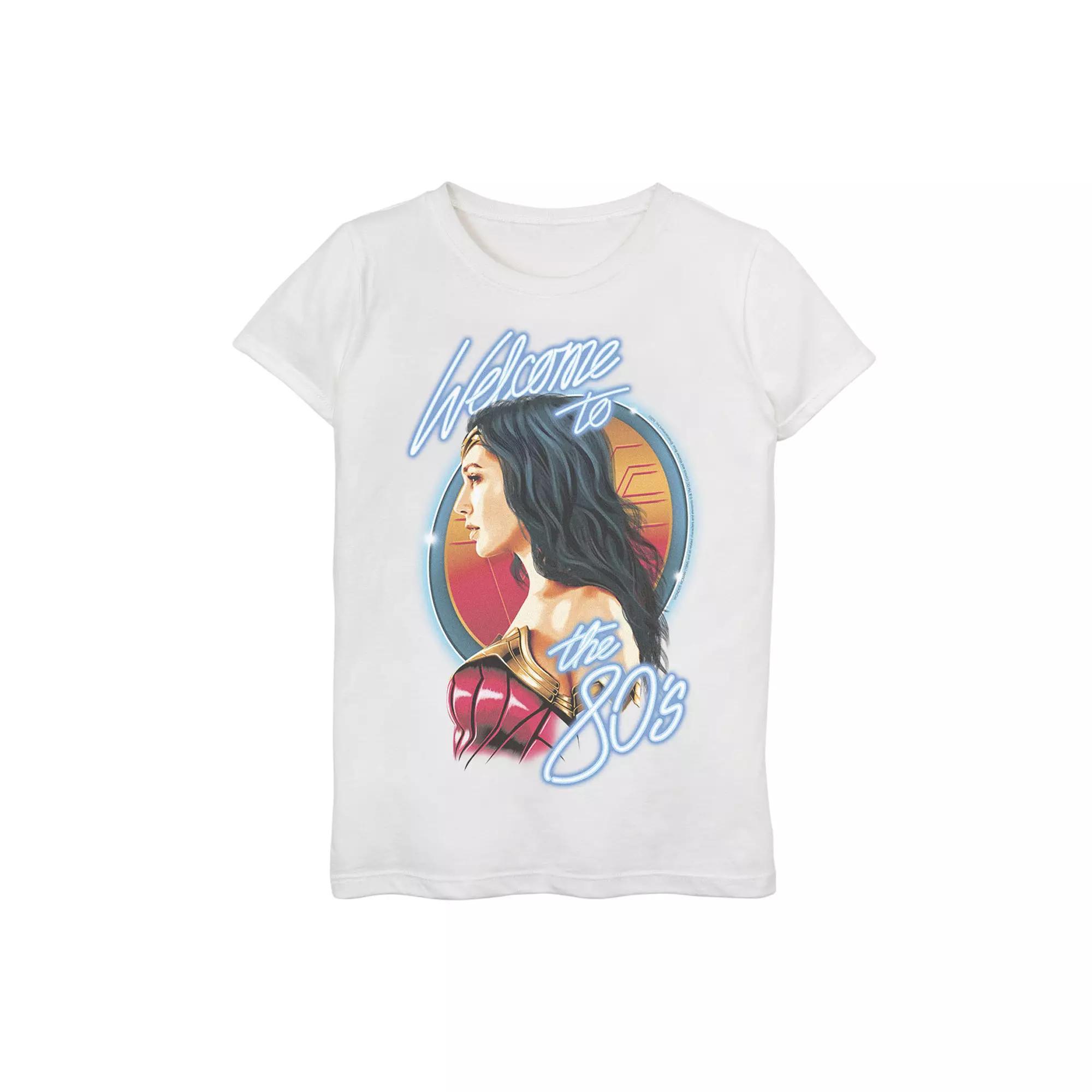 Girls 7-16 DC Comics Wonder Woman Welcome To The 80s Retro Graphic Tee, Girl's, Size: XL, White Product Image