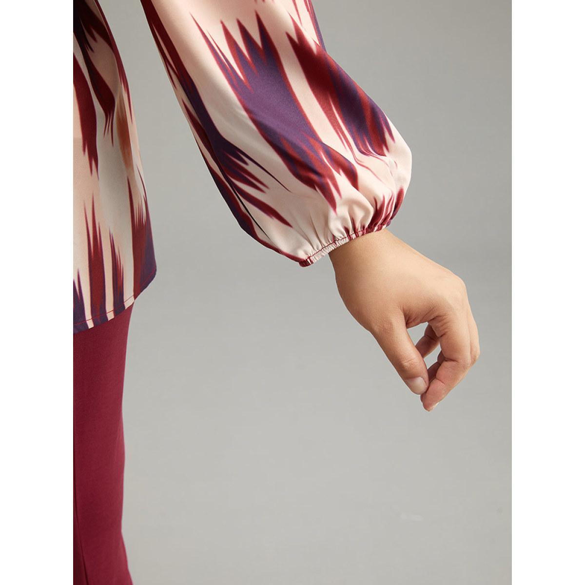 Plus Size Multicolor Tie Dye Print Ties Square Neck Blouse Women Office Long Sleeve Square Neck Dailywear Blouses BloomChic 26/4X Product Image