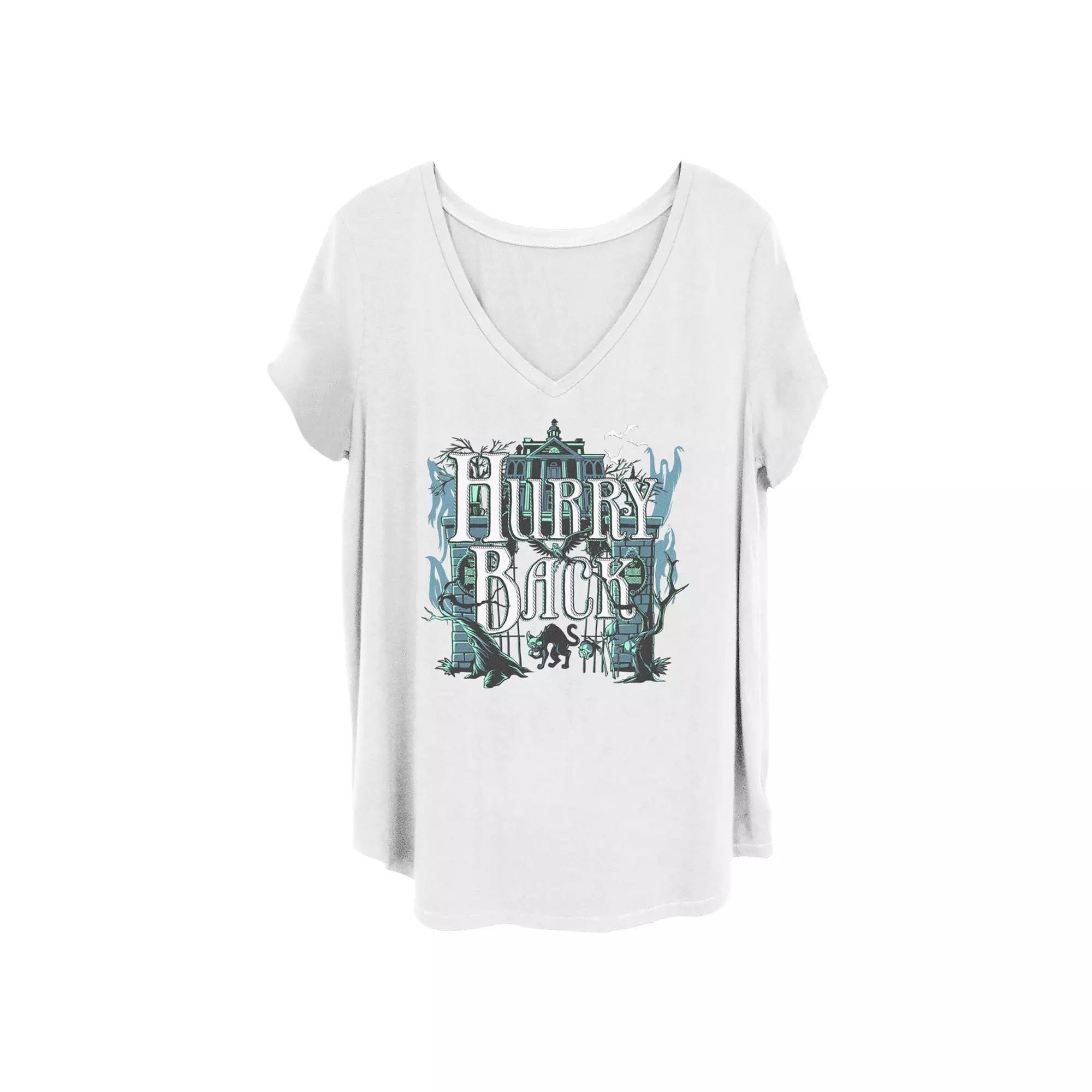 Disneys The Haunted Mansion Womens Hurry Back Gate V-Neck Tee, Girls Blue Product Image