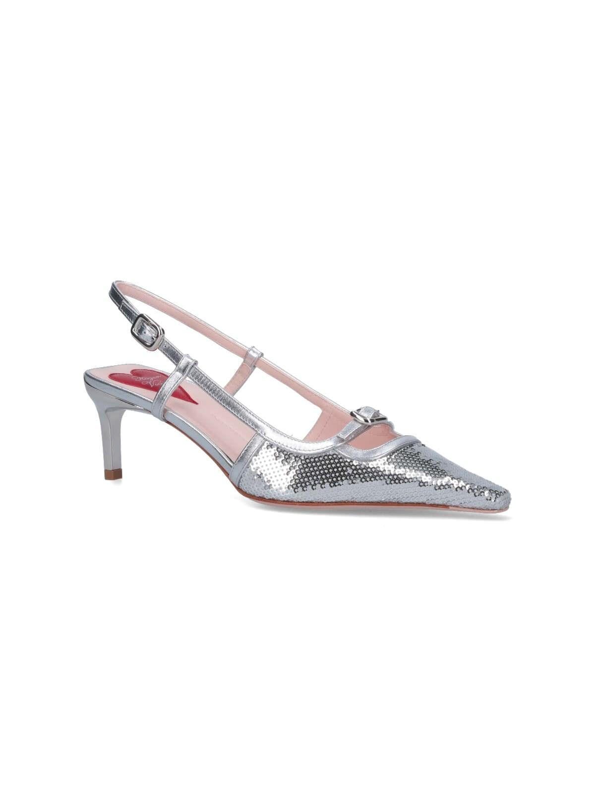 ROGER VIVIER Mini-buckle Slingback Pumps In Silver Product Image