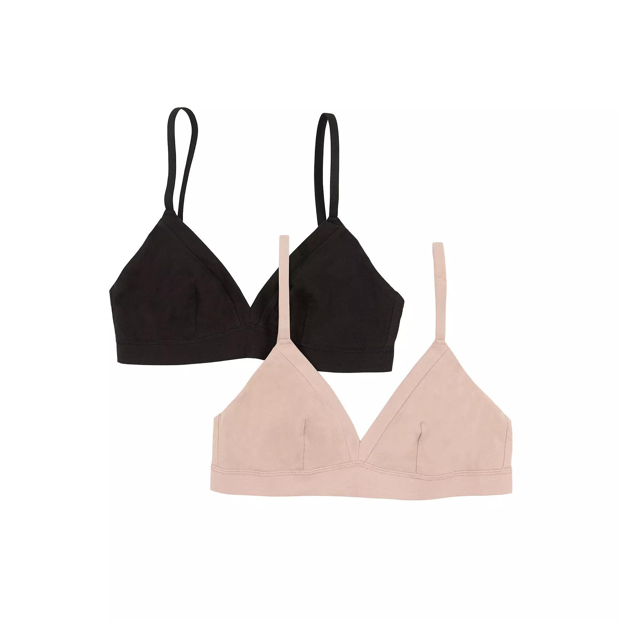 Jezebel 2-Pack Pima Cotton Bralette 900821P2, Women's, Size: Small, Gray And Black Product Image