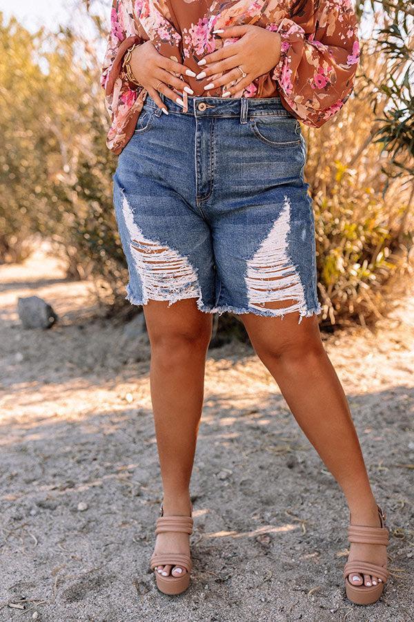 The Orlando High Waist Distressed Shorts Curves Product Image