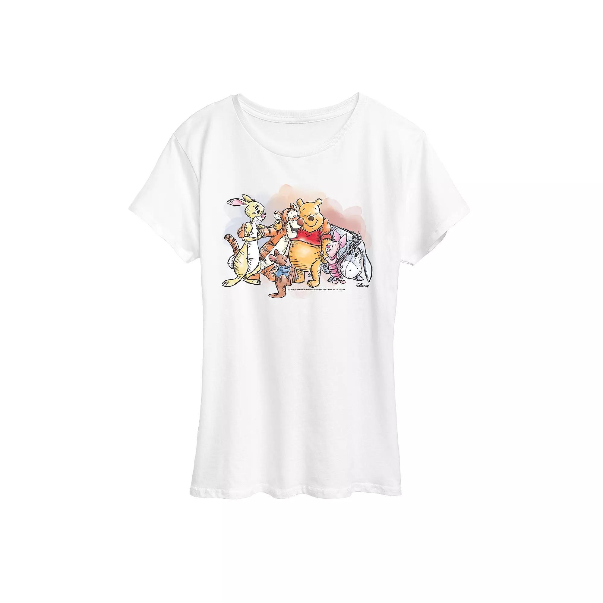Disneys Winnie The Pooh Womens Watercolor Graphic Tee Product Image
