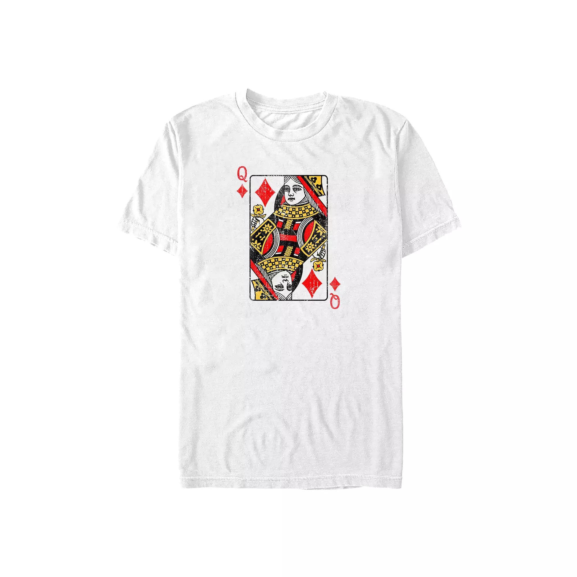 Big & Tall Queen Of Diamonds Card Graphic Tee, Men's, Size: 4XL Tall, White Product Image