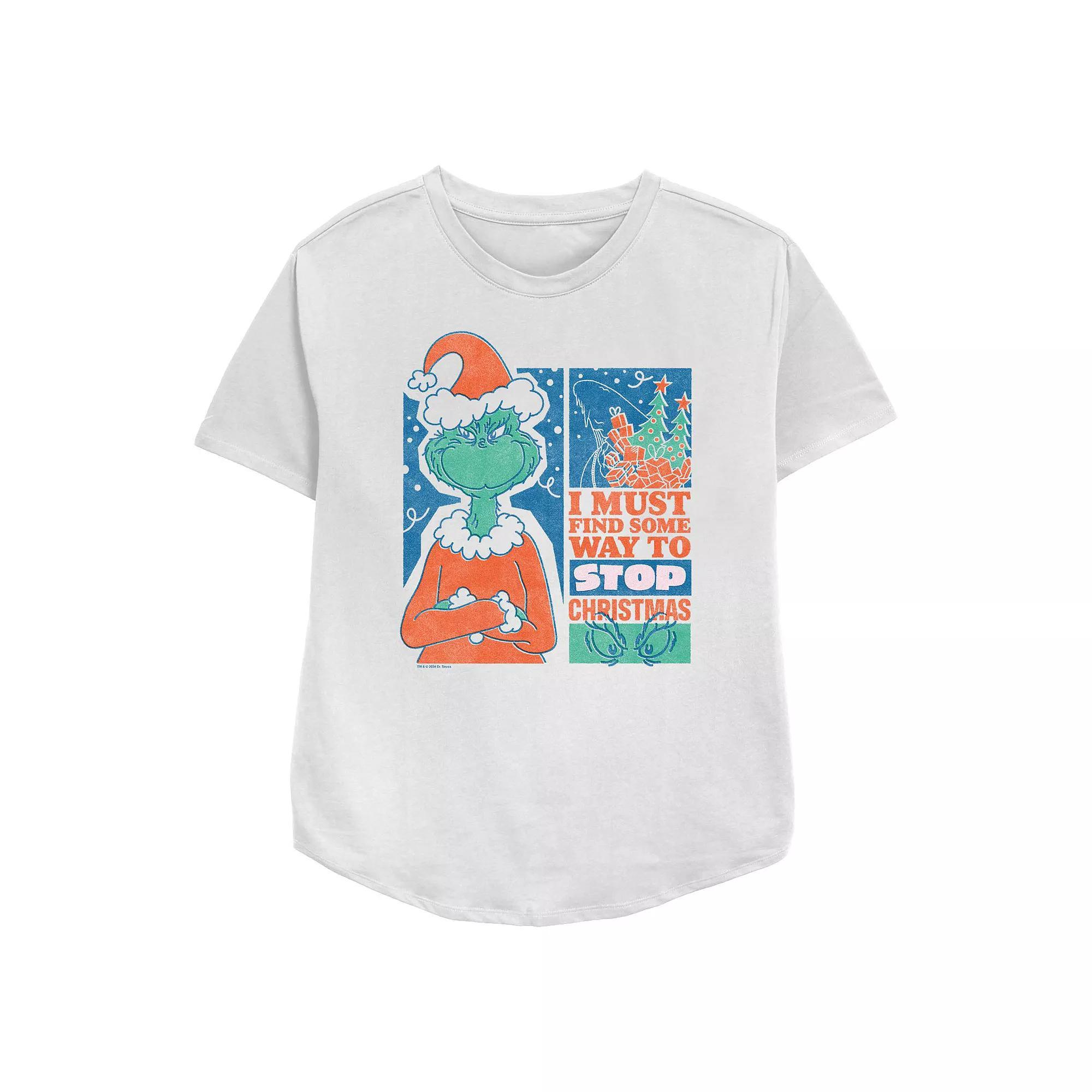 Women's Dr. Seuss Grinch Must Stop Christmas Relaxed Fit Tee, Size: XL, White Product Image