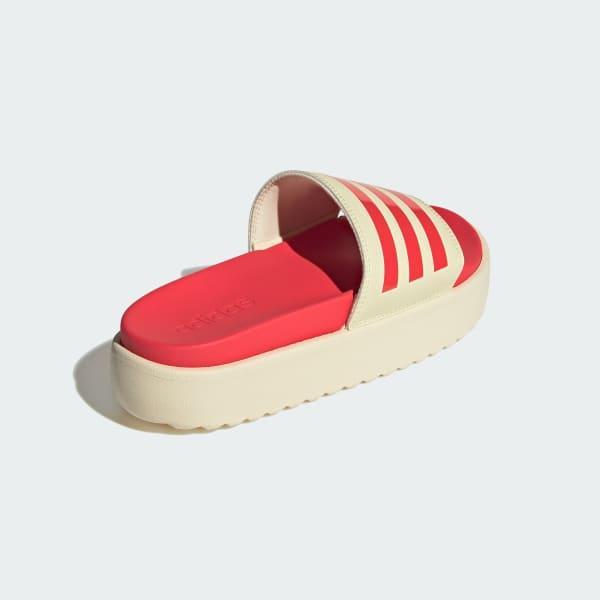 adidas adilette Women's Platform Swimming Slides, Size: 6, Warm White Product Image