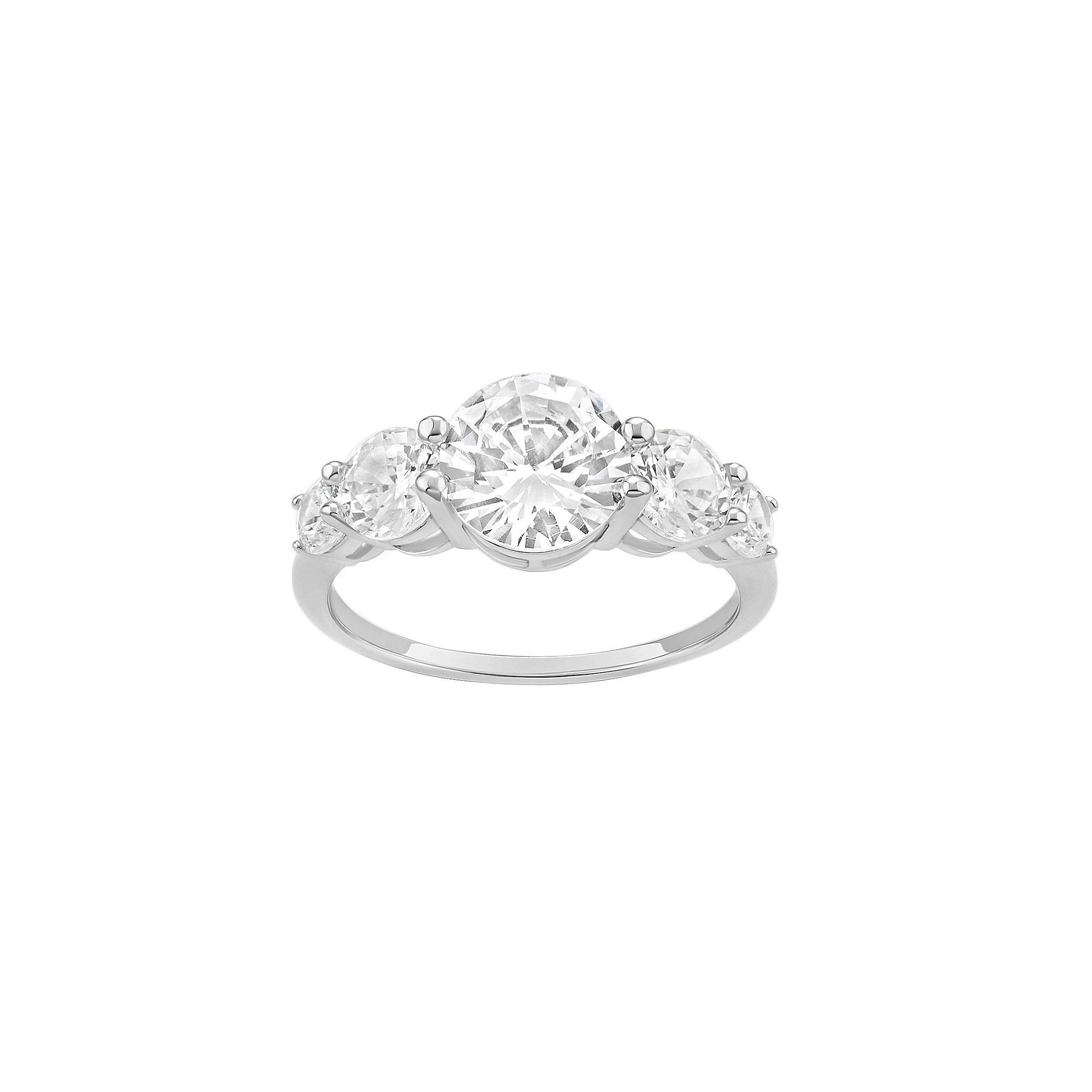 PRIMROSE Sterling Silver Cubic Zirconia Graduated Cluster Ring, Women's, Size: 9, Sterling Silver White Product Image