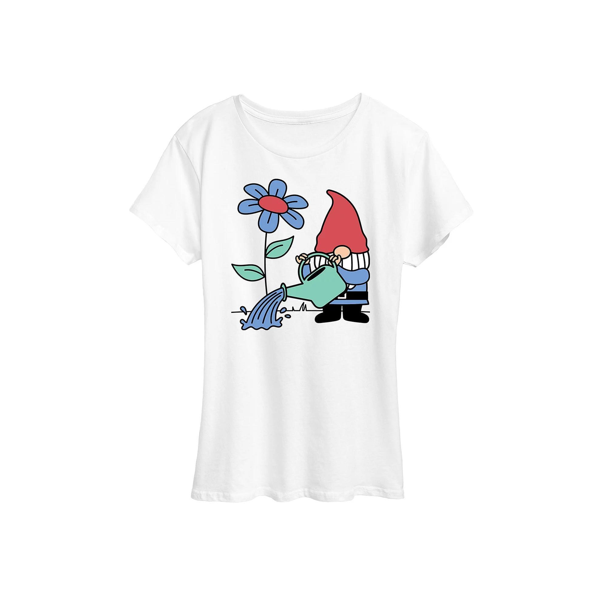 Womens Gardening Gnome Graphic Tee Grey Gray Product Image