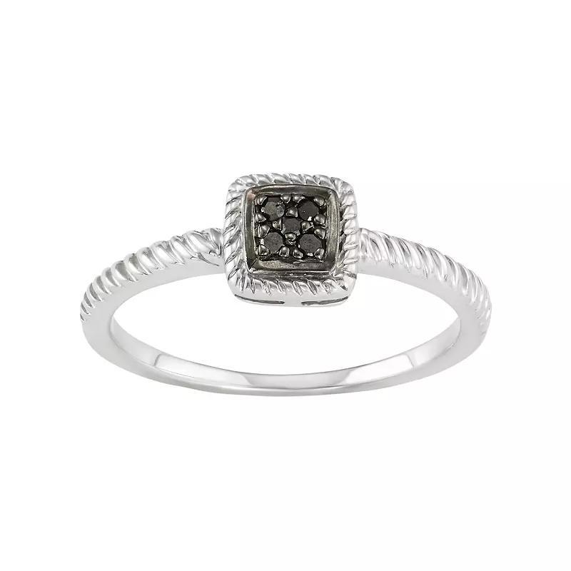 Sterling Silver Black Diamond Accent Twist Halo Ring, Womens Product Image