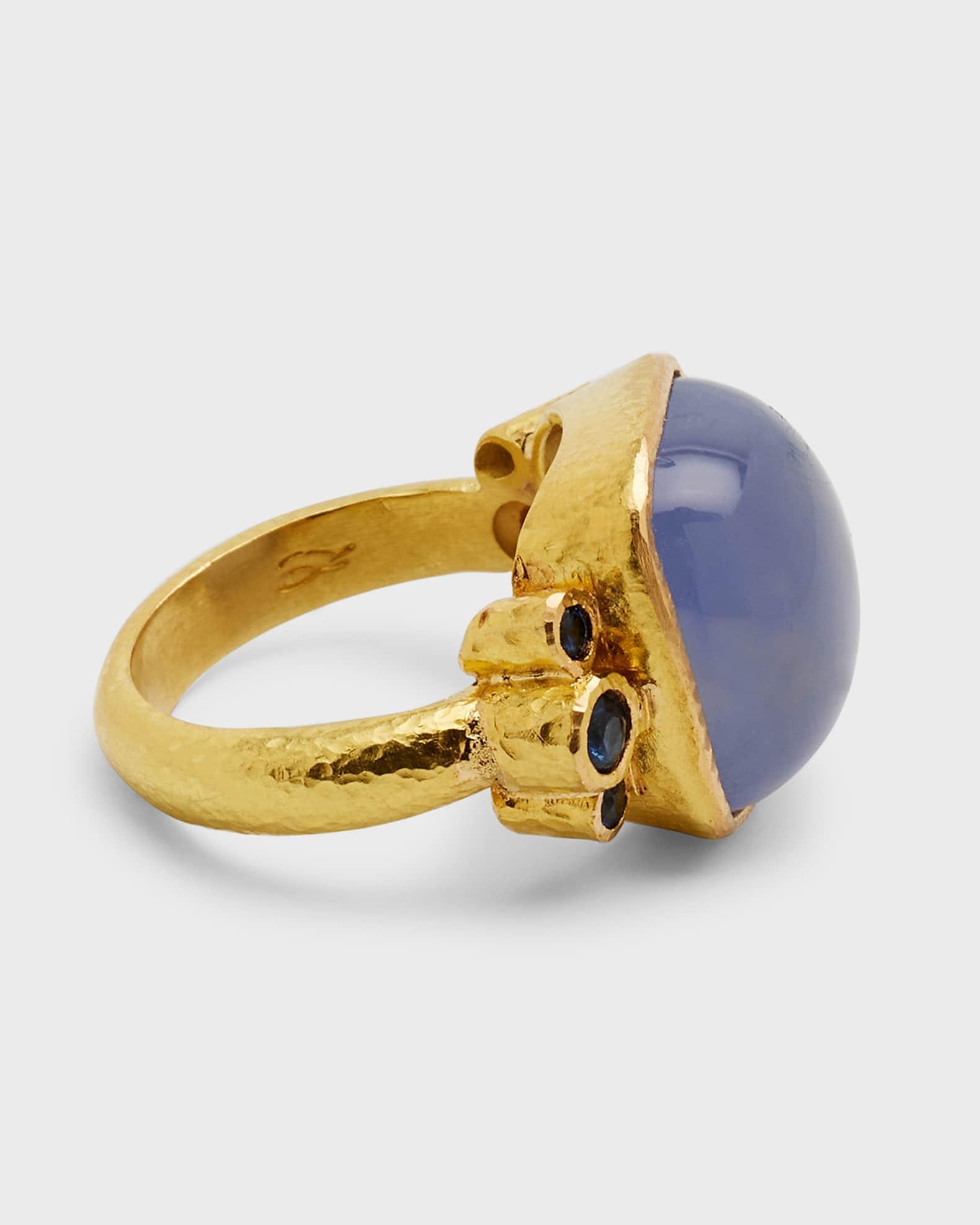 14mm Blue Chalcedony Cushion Ring, Size 6.5 Product Image