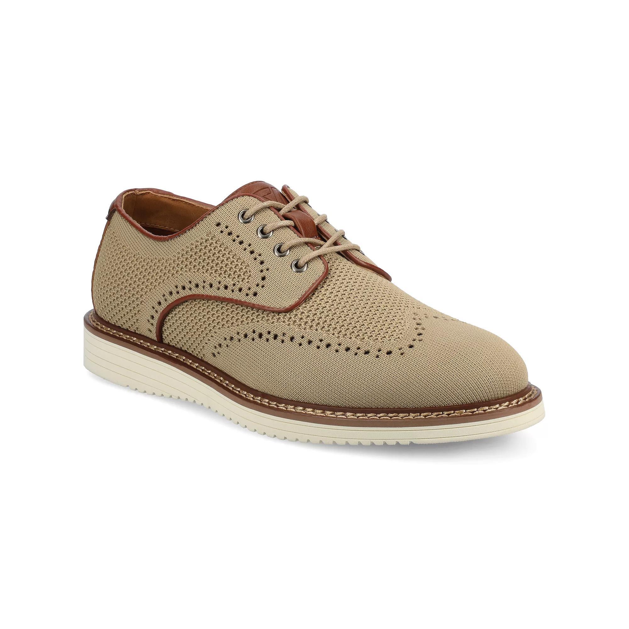 VANCE Whitaker Comfort Mens Flexible Casual Knit Wingtip Hybrid Dress Shoes Brown Product Image