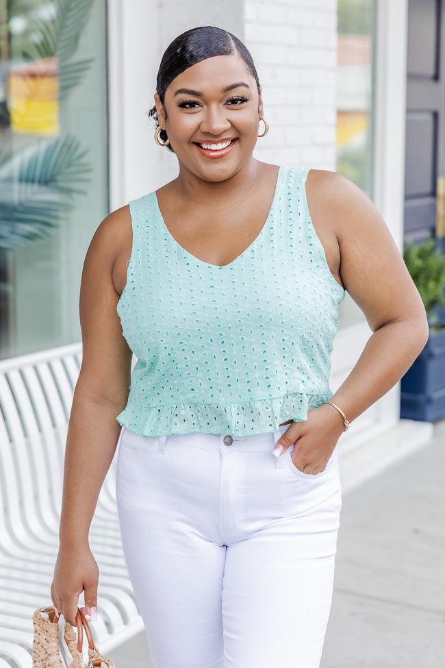 TTYL Mint Eyelet Tie Back Tank FINAL SALE Product Image