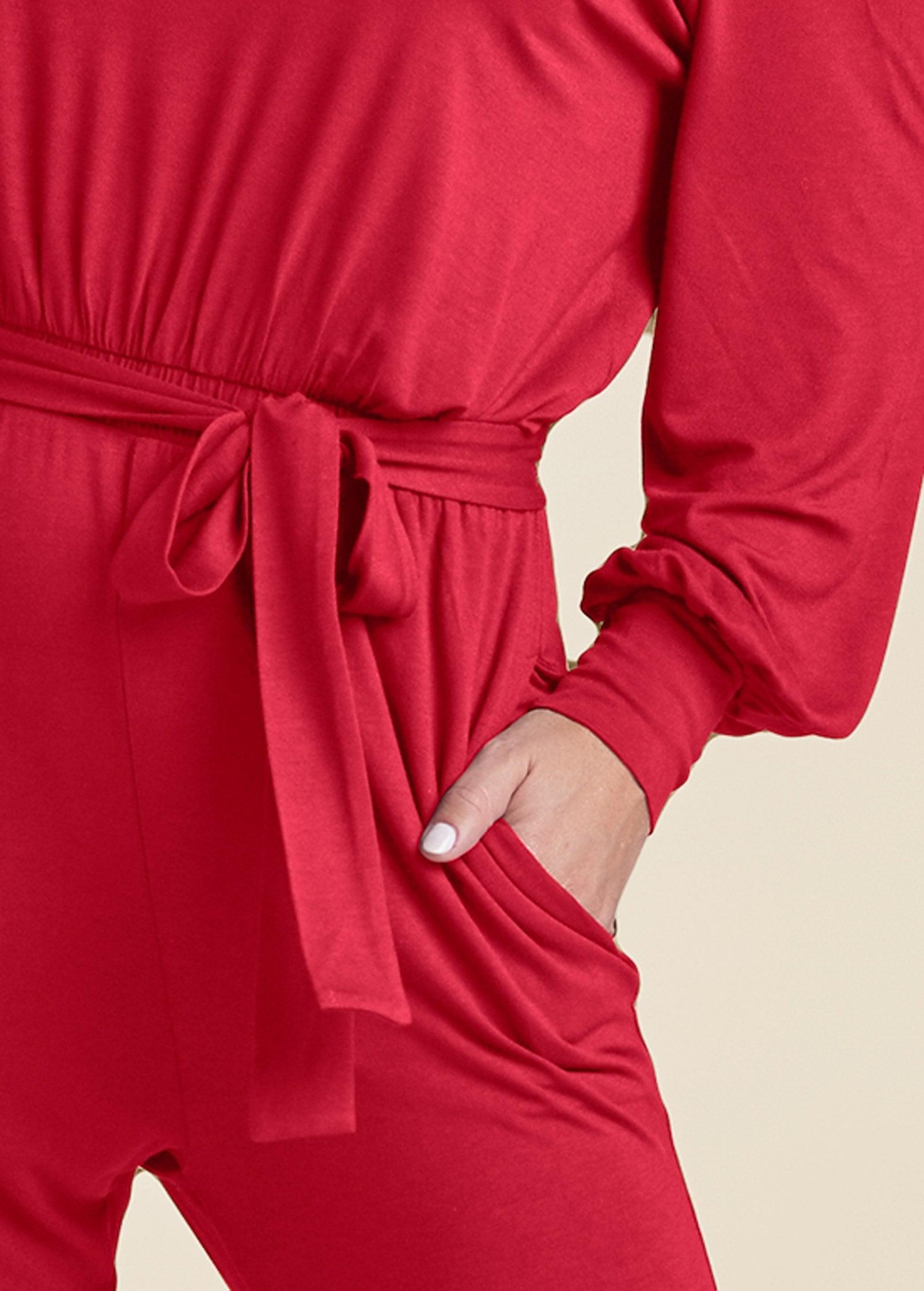 Off-Shoulder Jumpsuit - Red Product Image