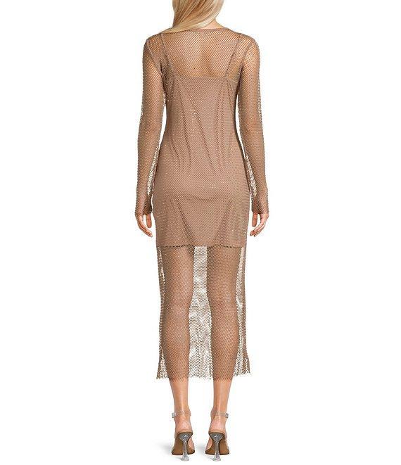 GB Embellished Mesh Long Sleeve Midi Dress Product Image