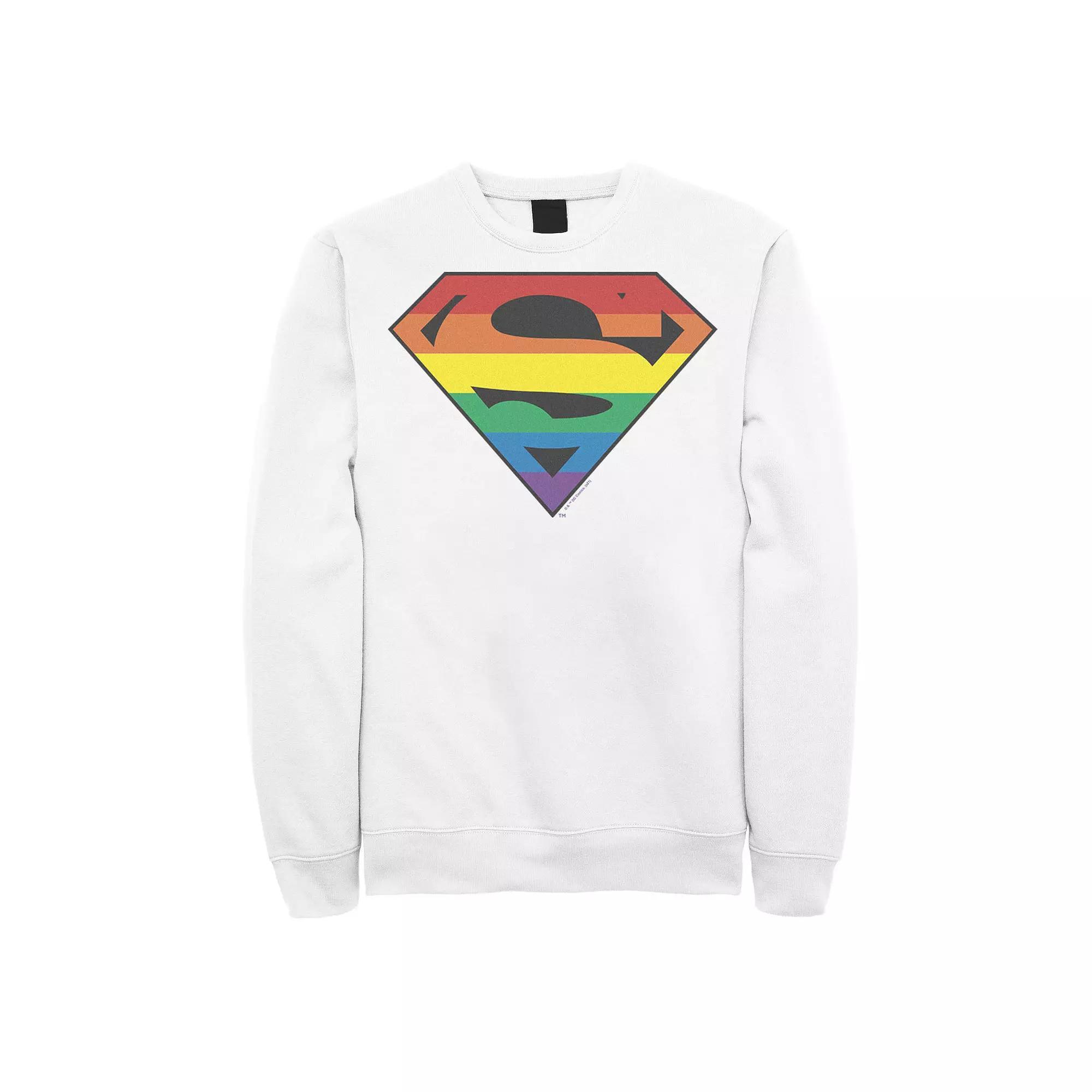 Mens Superman Rainbow Striped Chest Logo Sweatshirt Product Image
