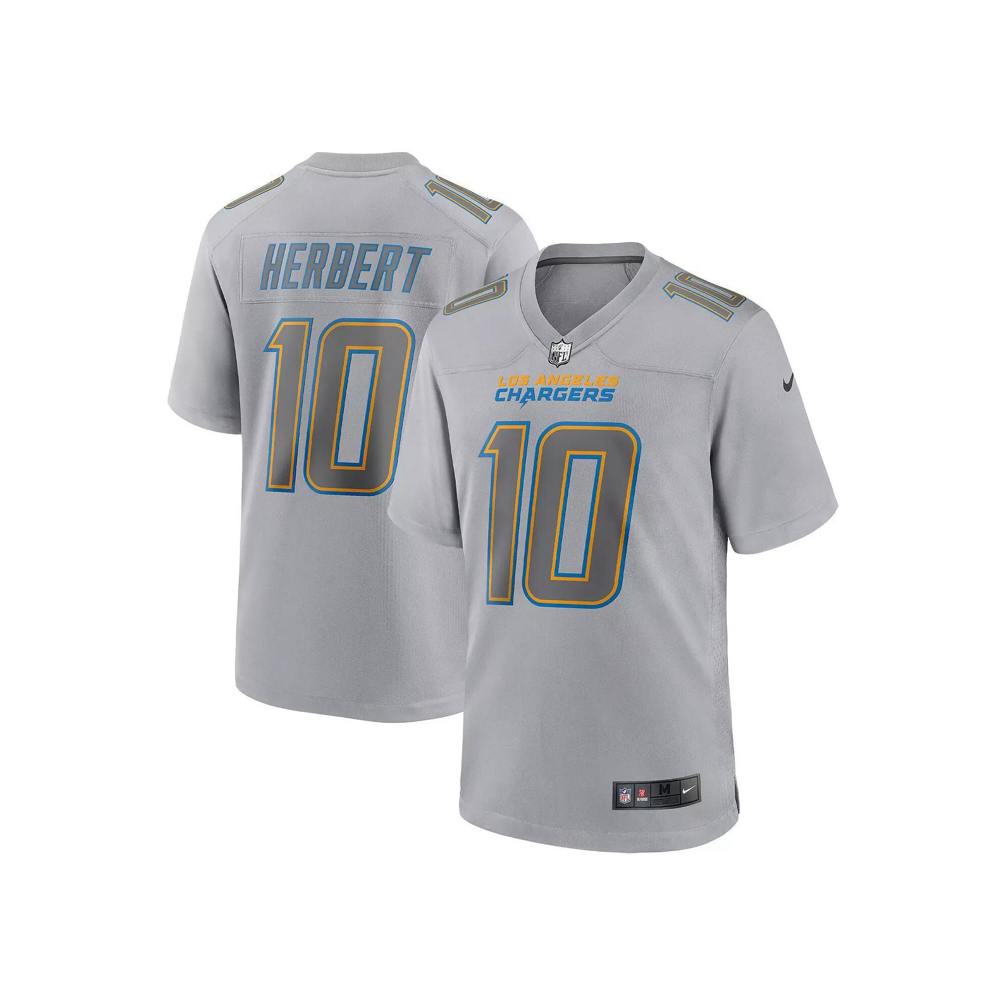 Men's Nike Justin Herbert Gray Los Angeles Chargers Atmosphere Fashion Game Jersey, Size: 3XL, Grey Product Image