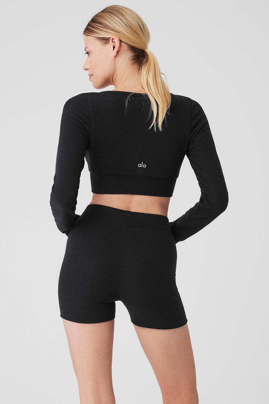 Alolux Cropped Me Time Cardigan - Black Female Product Image