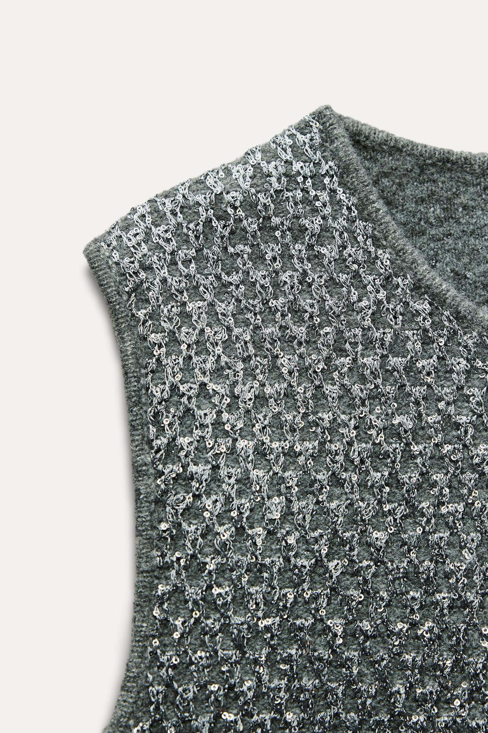 SEQUIN KNIT TOP WITH METALLIC THREAD Product Image