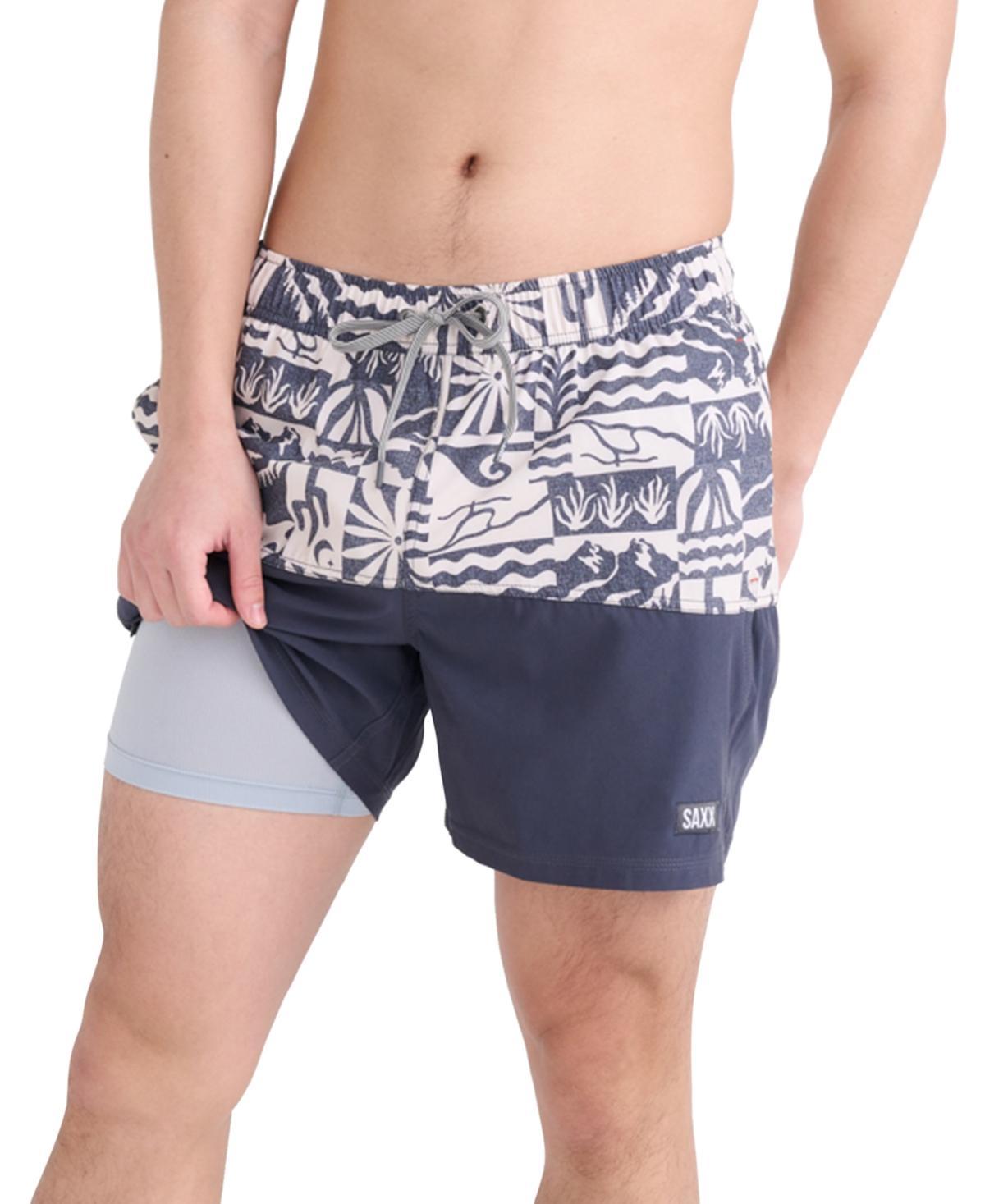 SAXX UNDERWEAR Oh Buoy Color-Blocked 2-N-1 Volley 5 (West Coast/India Ink) Men's Swimwear Product Image