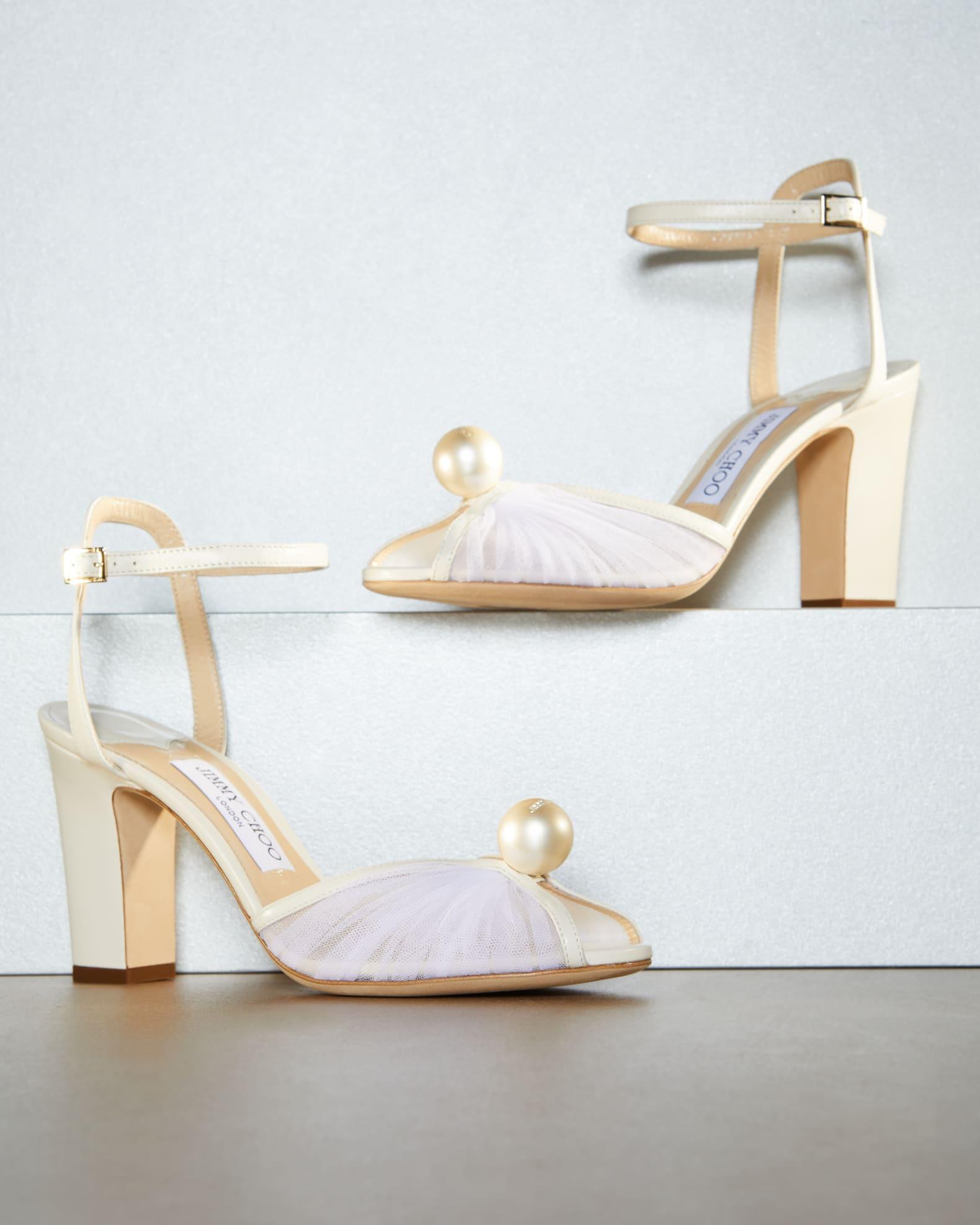 Sacaria Tulle Pearly Ankle-Strap Sandals Product Image