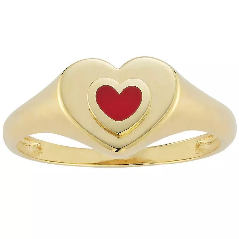 LUMINOR GOLD 14k Gold Enamel Heart Signet Ring, Women's, Size: 8 Product Image