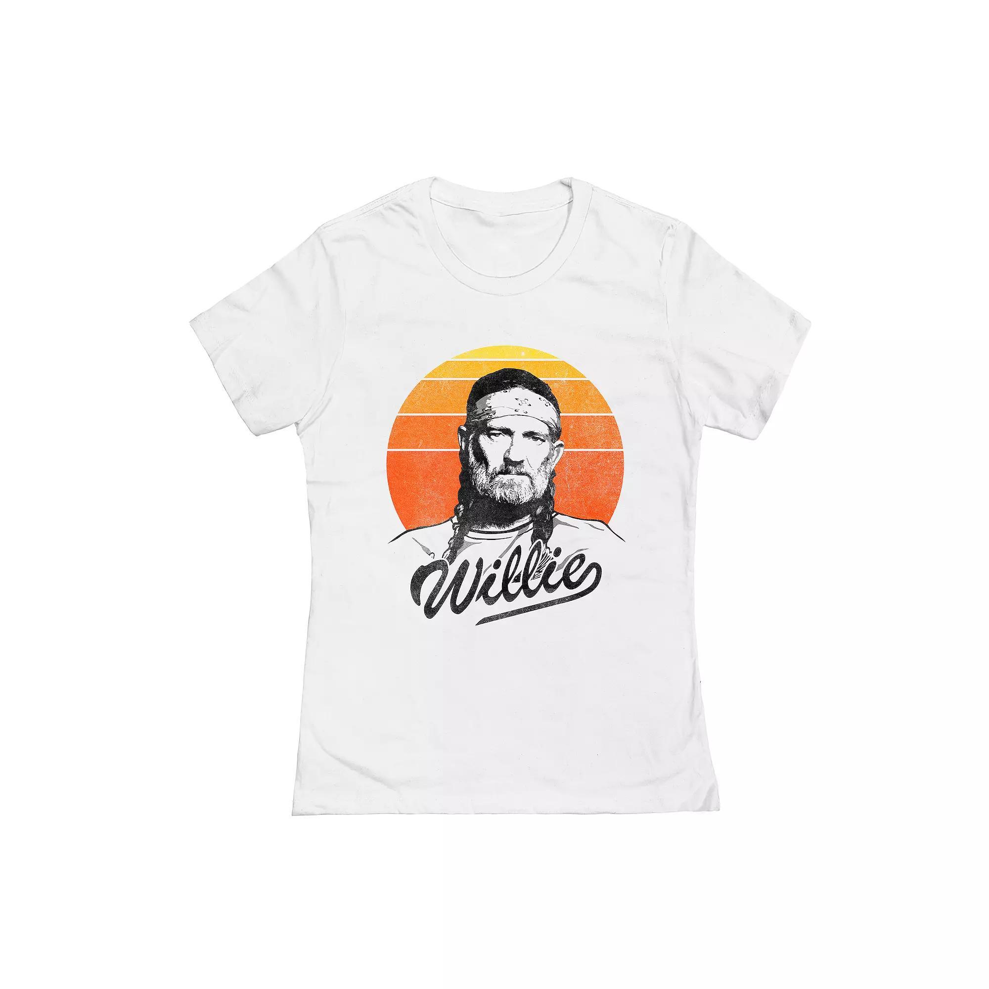 Juniors' Willie Nelson Sunset Graphic Tee, Girl's, Size: XL, White Product Image