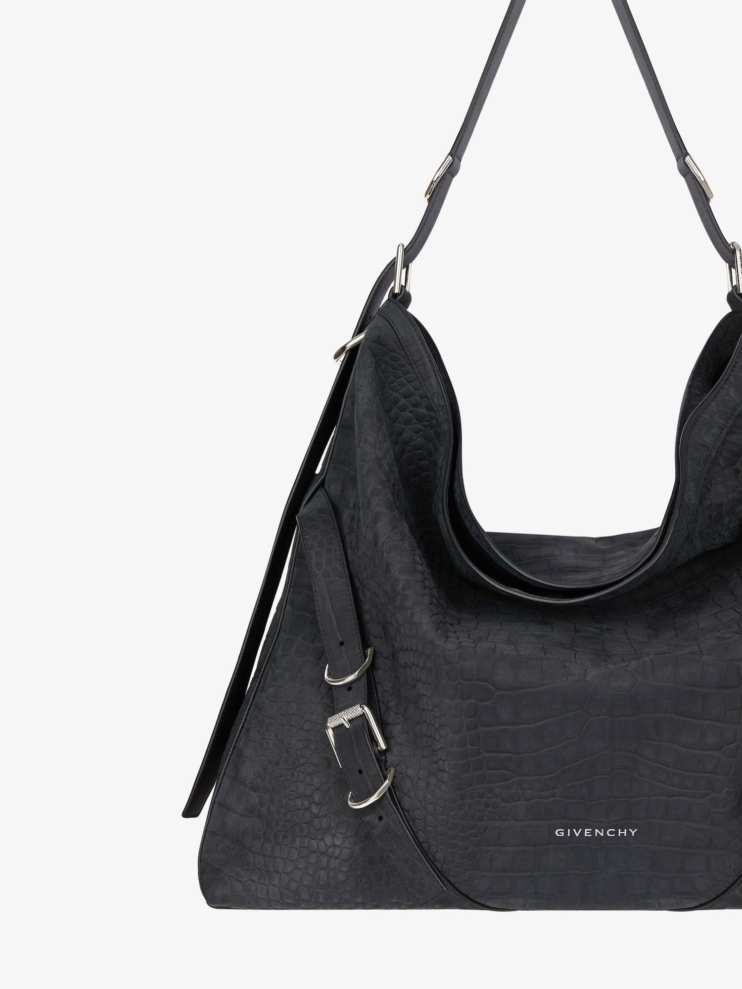 Large Voyou bag in crocodile effect suede Product Image