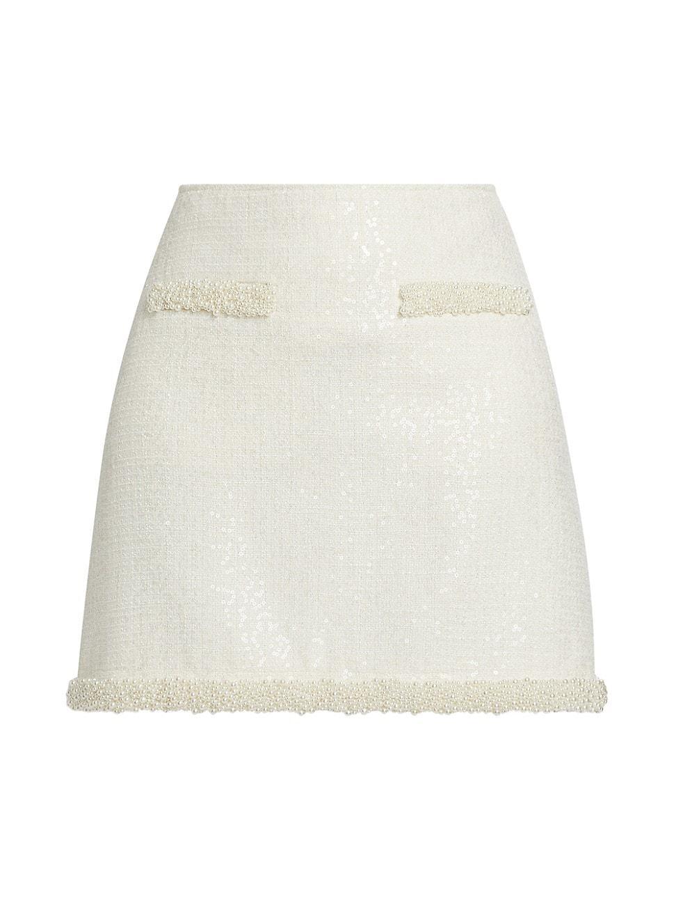Womens Boucl Sequined A-Line Miniskirt Product Image